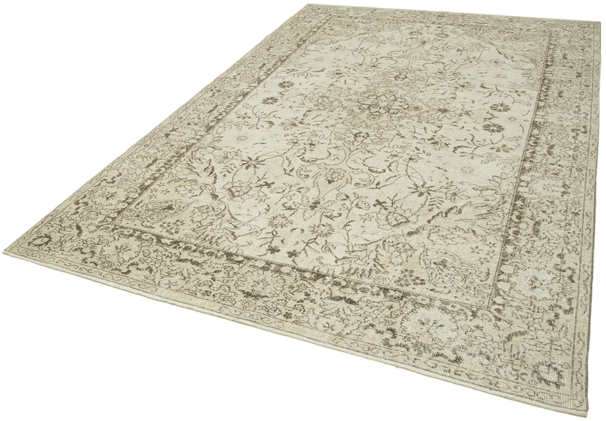 Tapis beige oriental ancien fait à la main 207 cm x 307 cm