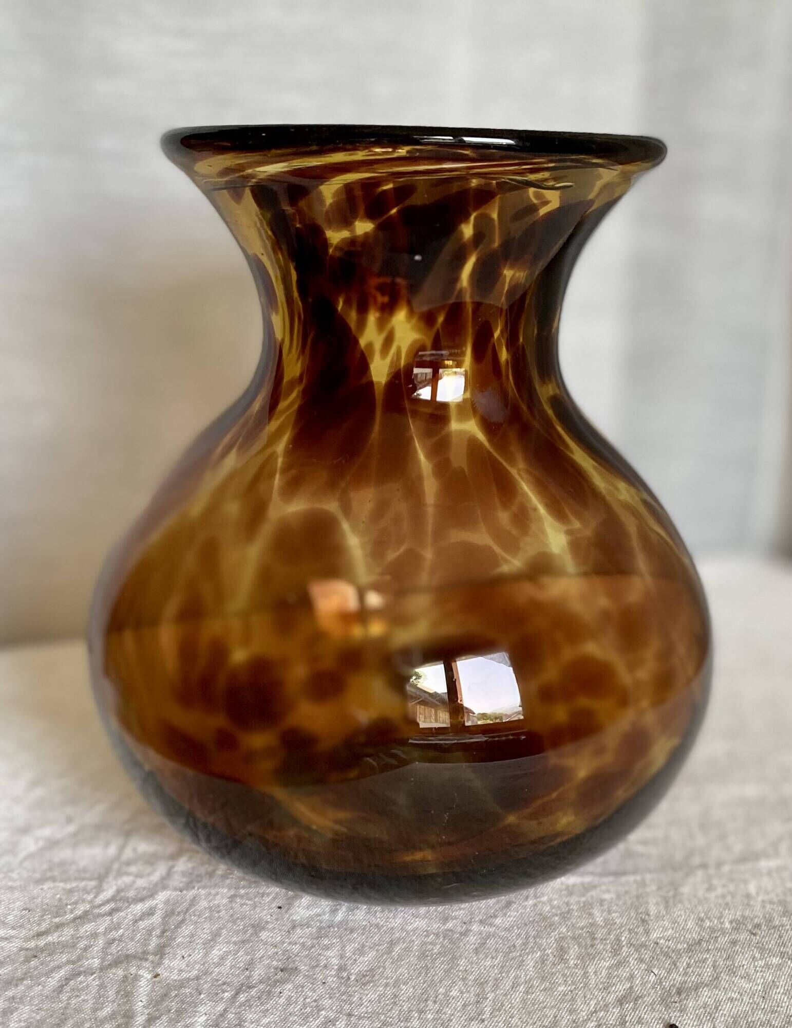 Vase verre soufflé "écaille de tortue" vintage 1960