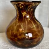 Vase verre soufflé "écaille de tortue" vintage 1960