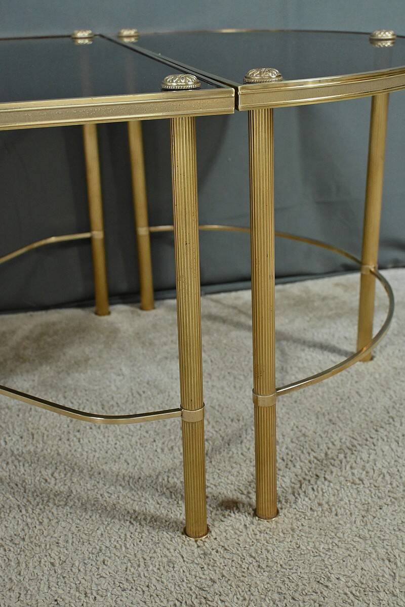 Tripartite Glass Coffee Table, Maison Baguès style – 1950