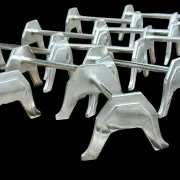 12 silver-plated metal knife rests by the silversmith Saglier, Arceaux Art Deco model.