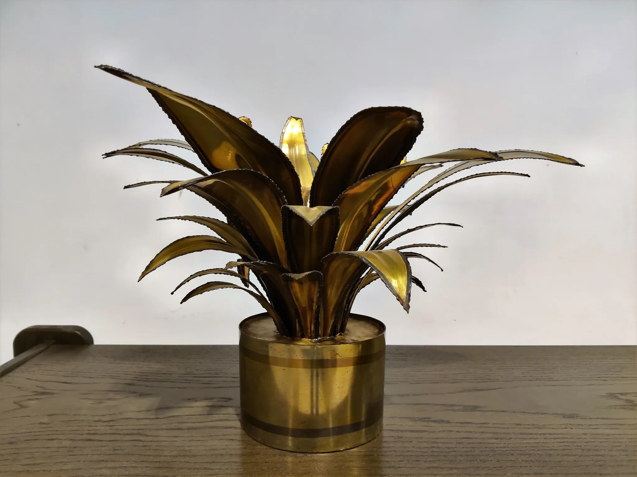 Lampe de table fleur Maison Jansen, années 1970
