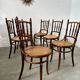Lot 6 old vintage wooden bistro chairs brand Fischel early 20th century