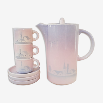 Ensemble cafetière verseuse et tasses à expresso Salins Les Bains vintage