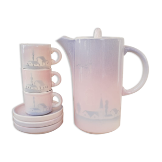 Ensemble cafetière verseuse et tasses à expresso Salins Les Bains vintage