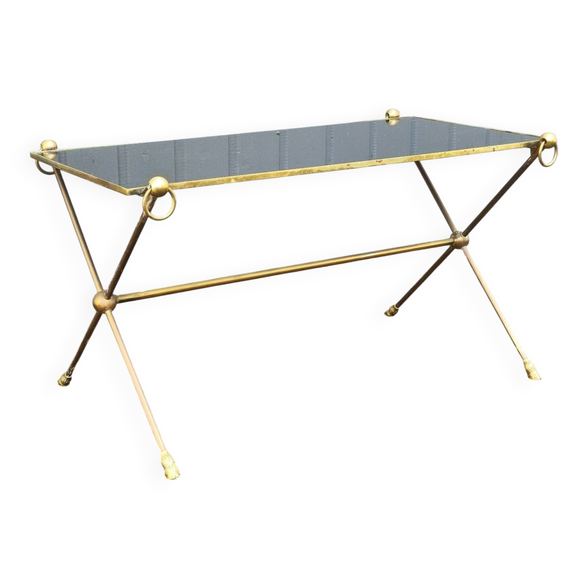 Table basse laiton et verre vintage