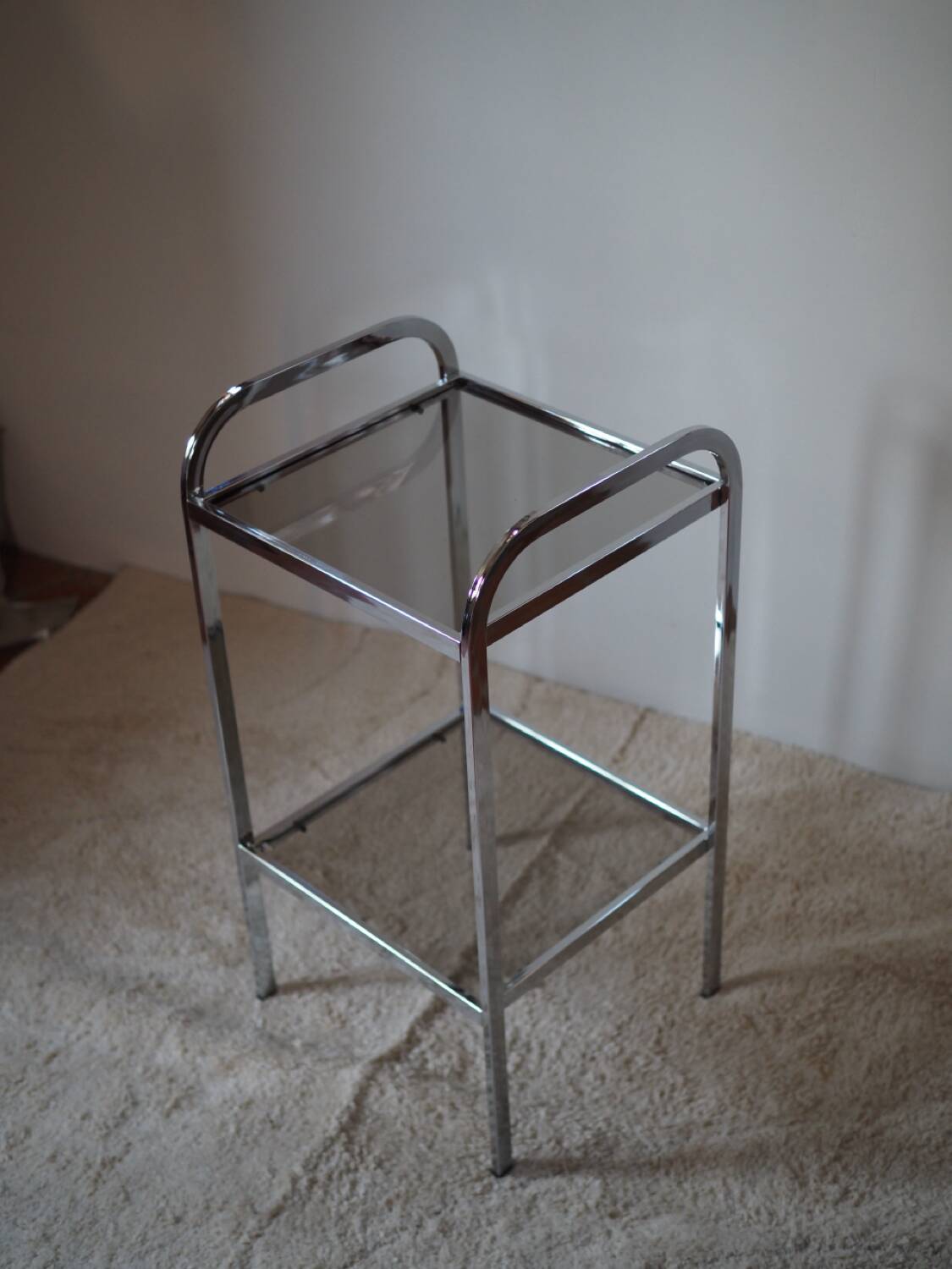 Vintage chrome metal saddle