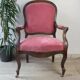 Louis Philippe armchair in pink velvet