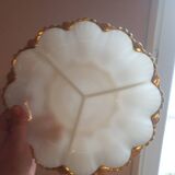 Dish with 3 compartments in opaline and vintage gilding