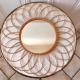 Rattan flower rattan mirror in the 60s
