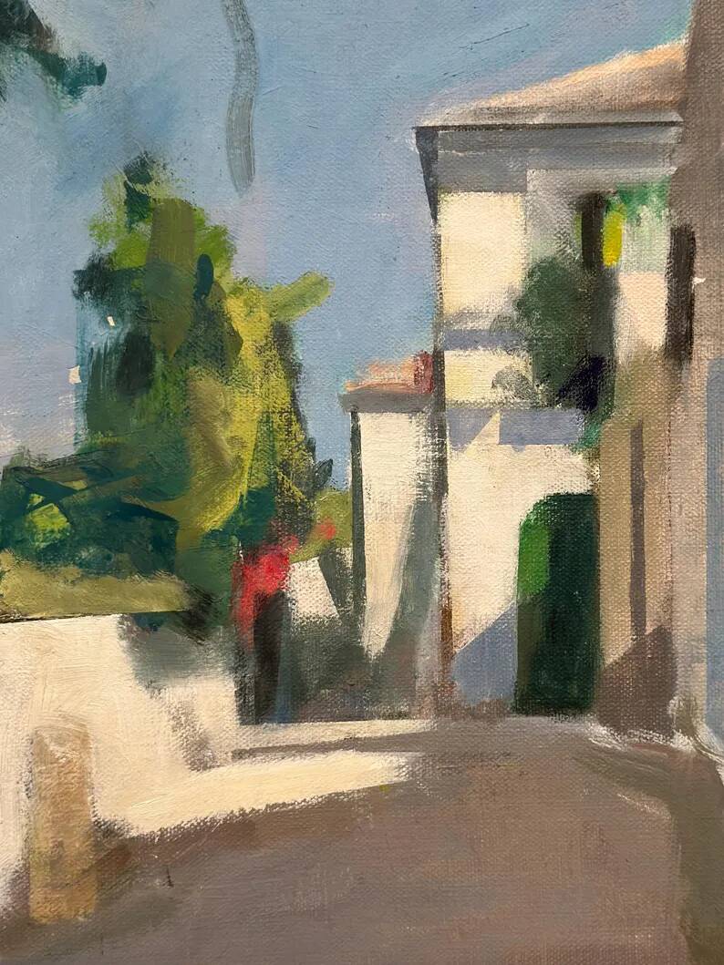 Original Swedish Oil on Canvas – “Town” by Mats Rydstern – Signed – Vintage & Framed – 37 × 49 cm (14.6" × 19.3")