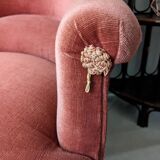 Fauteuil crapaud velours rose
