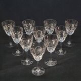 10 anciens verres a eau en cristal taillé art déco saint louis / baccarat