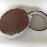 Pair of enamelled sandstone dishes