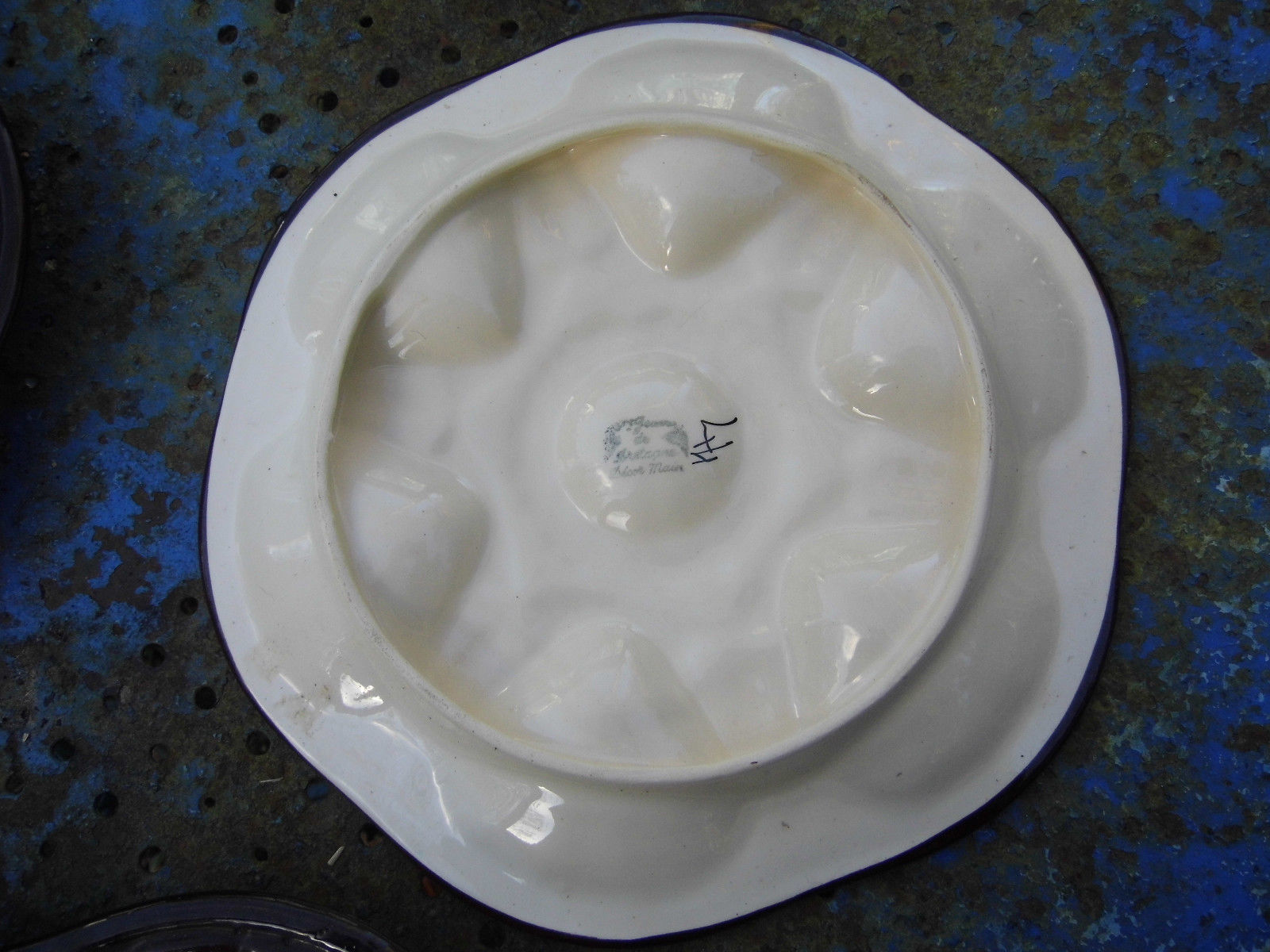 Shell oyster service 8 plates,faience St Jean de Bretagne vintage