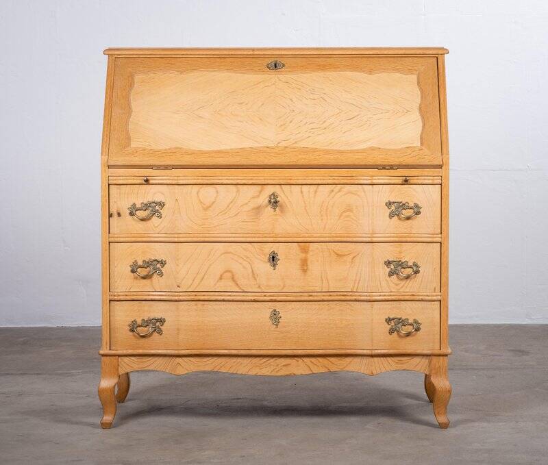 Mid-Century Danish Oak Drop-Front Secretary, 1960s