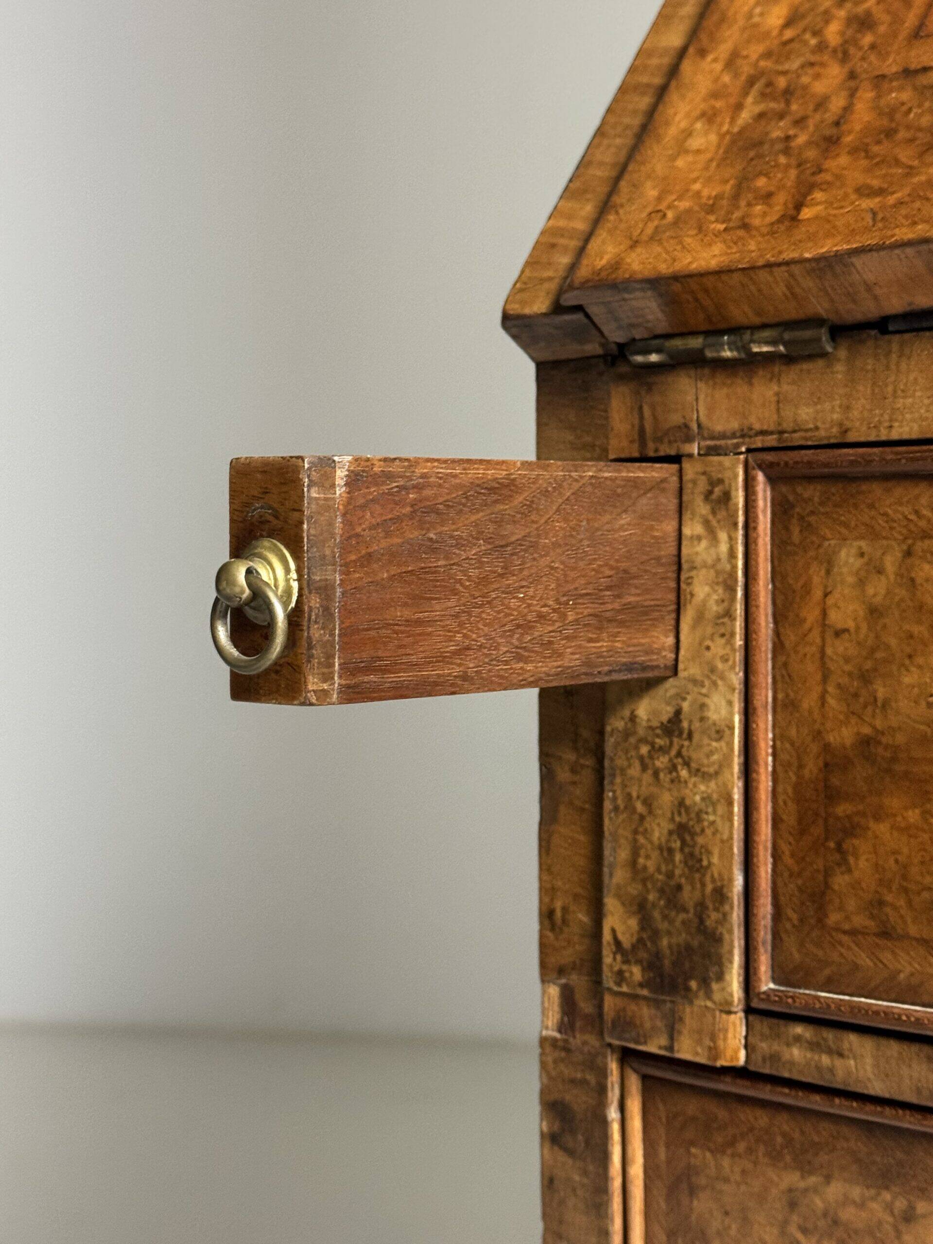 Burr walnut bureau bookcase 19th century
