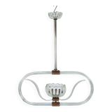 Art Deco Clear Murano glass chandelier. Italy 1940s