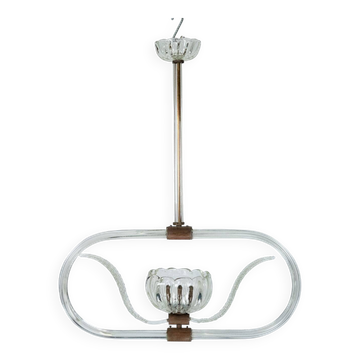 Lustre Art déco en verre de Murano transparent. Italie, années 1940.