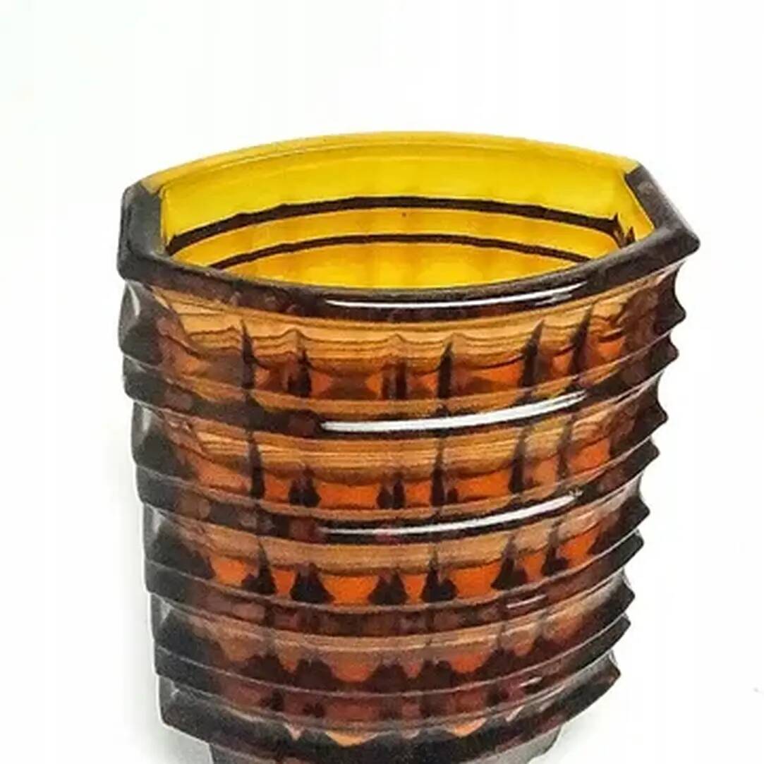 Optical vase, transparent glass, design by J. Drost, Ząbkowice, Poland, 1970s