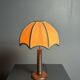 Midcentury brutalist wood turned mushroom table lamp, Charles Dudouyt style