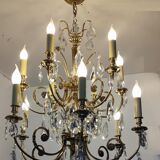 Crystal and bronze chandelier 12 arms of light