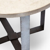 Travertine pedestal table