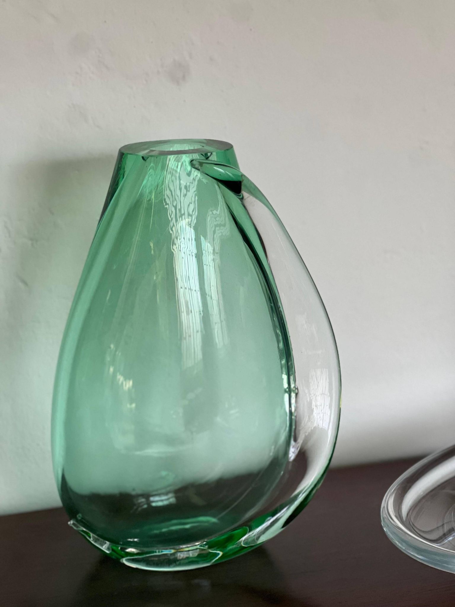 Huge green vase in Murano glass from artisan masters, Flavio Poli 1970's