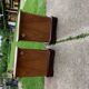 Pair of Hungarian Art Deco bedside tables in brown wood, 1930s — set of 2
