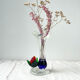 Blue red Murano glass vase with blown flower