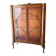 Original Art Deco Figured Walnut Display Cabinet Cabriole Legs 1930s