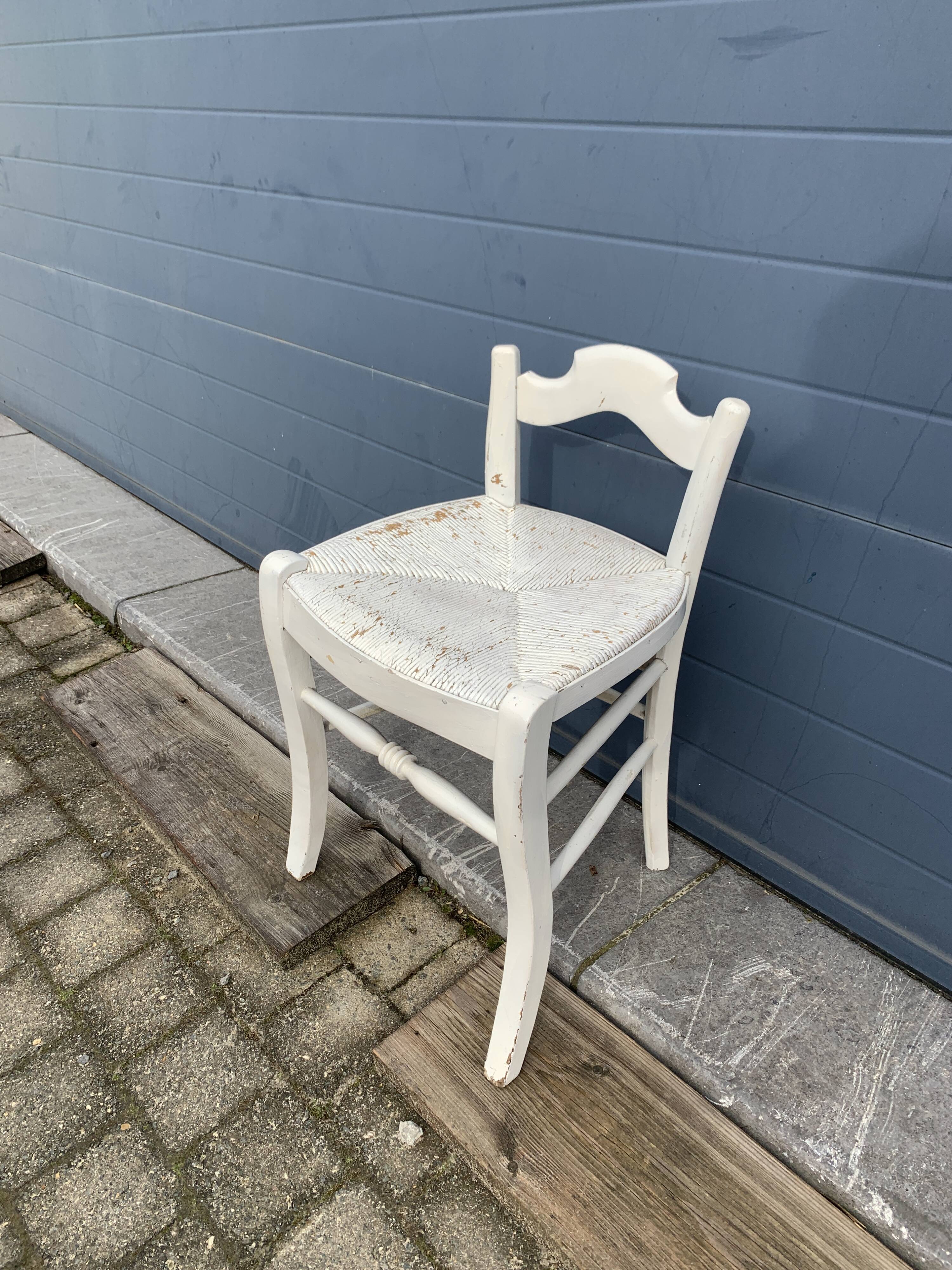 Vintage mulched stool painted white