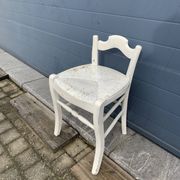 Vintage mulched stool painted white
