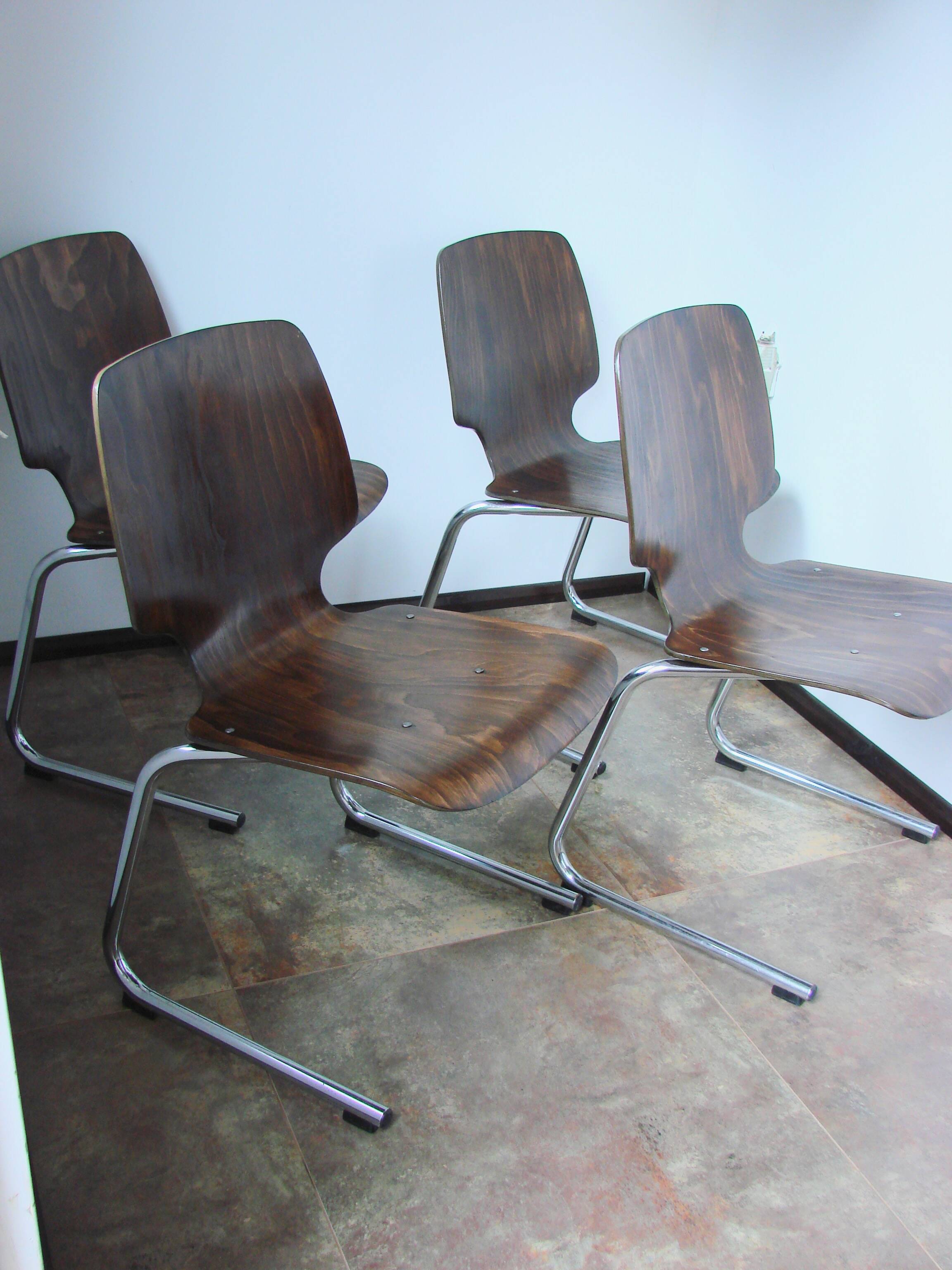Ensemble de 4 chaises Kusch+Co Flötotto, années 1960.
