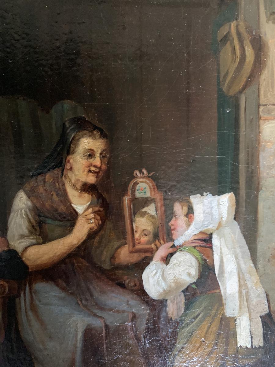 Oil on canvas, interior scene