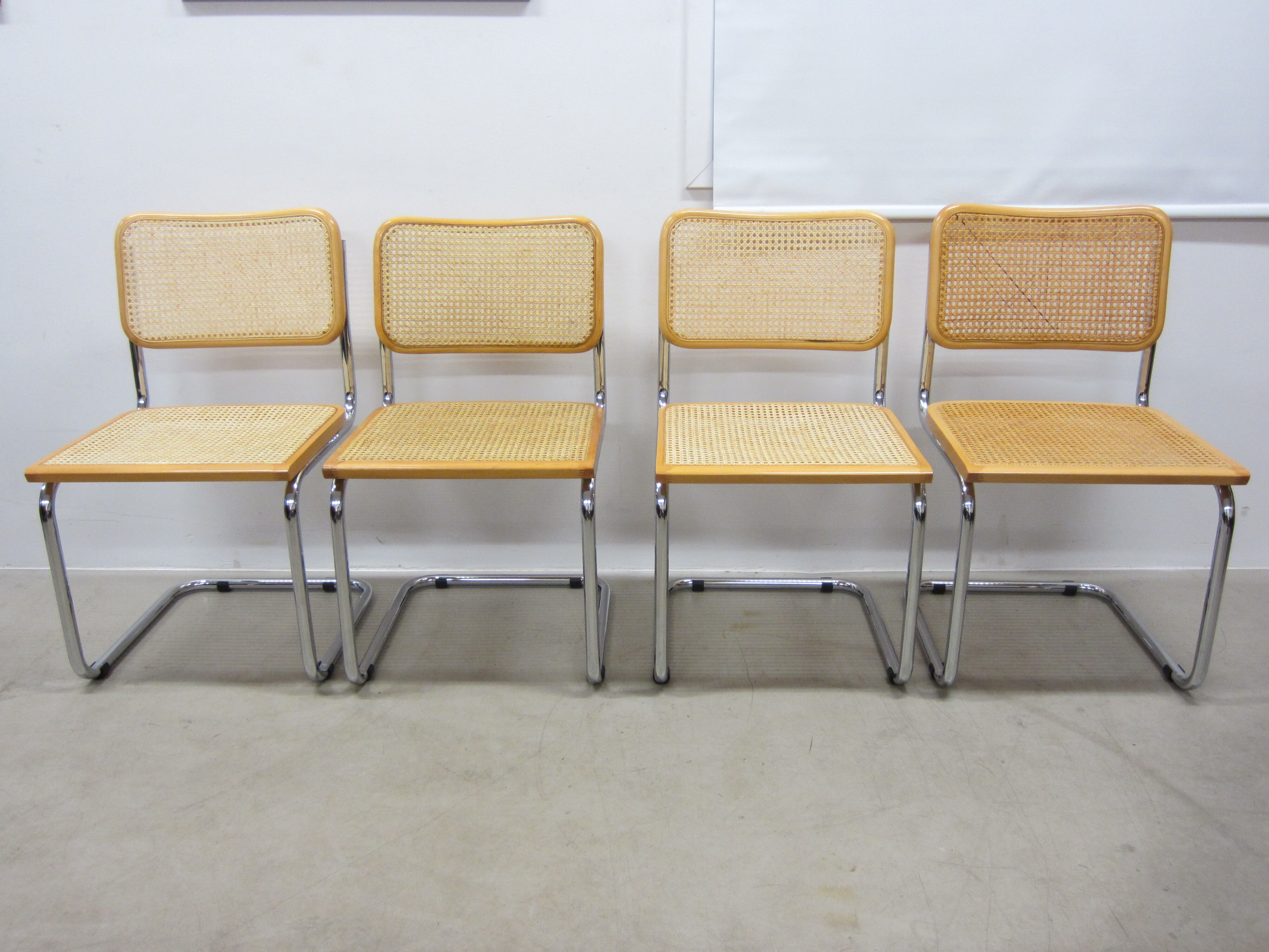 Series of 4 Cesca B32 chairs by Marcel Breuer