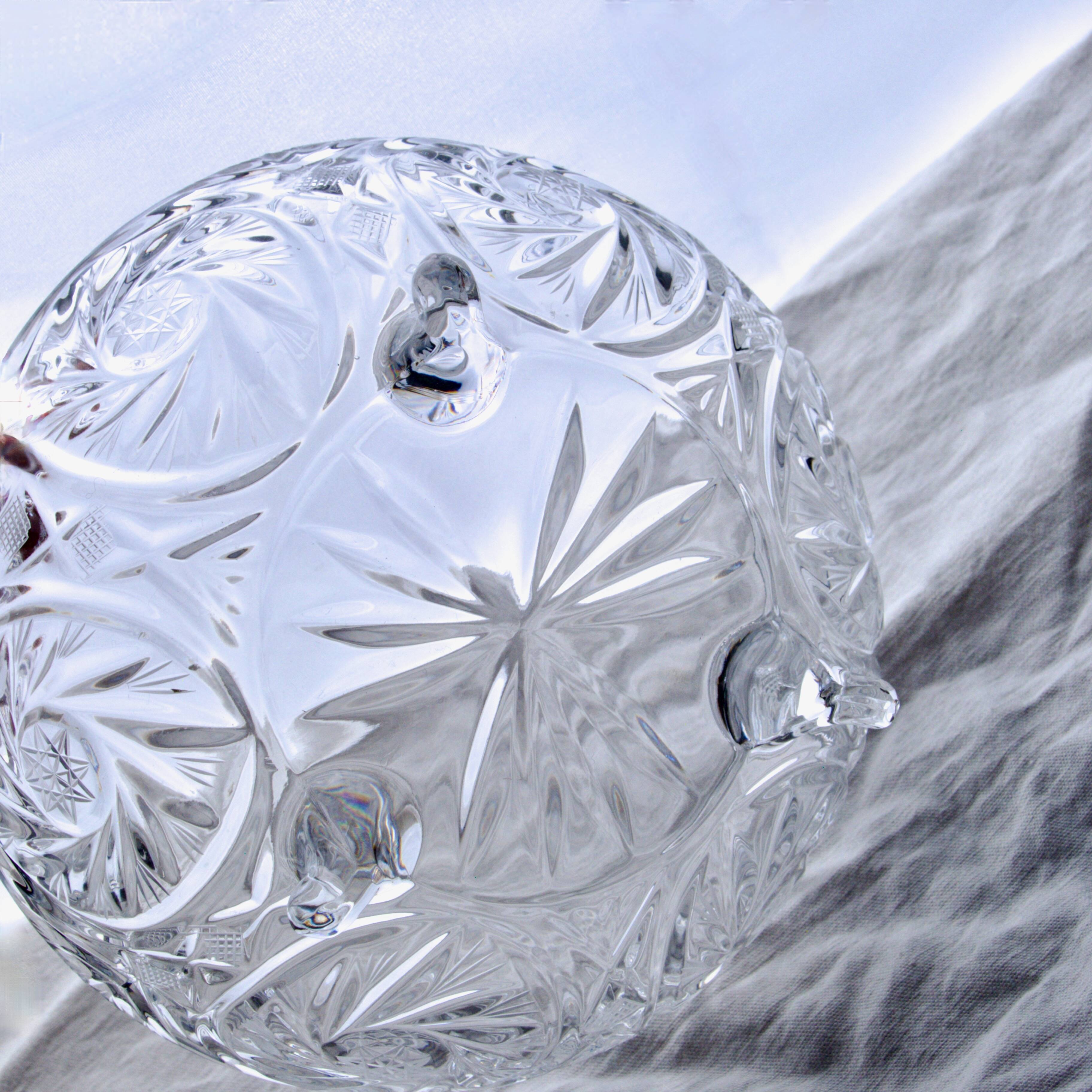 Large antique Bohemian crystal candy dish