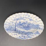 English earthenware dish with blue pattern