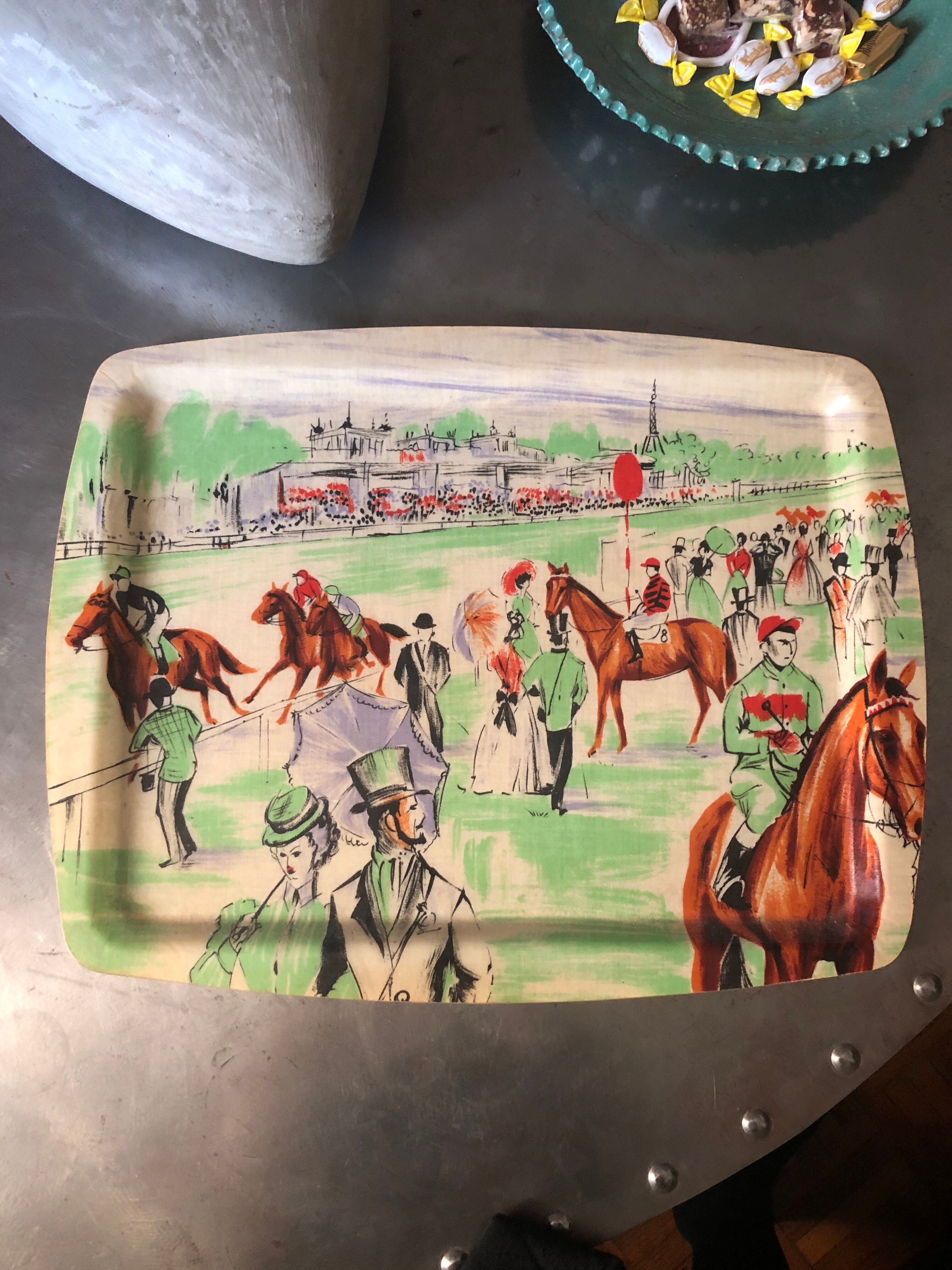Longchamp paris vintage racecourse field plateau