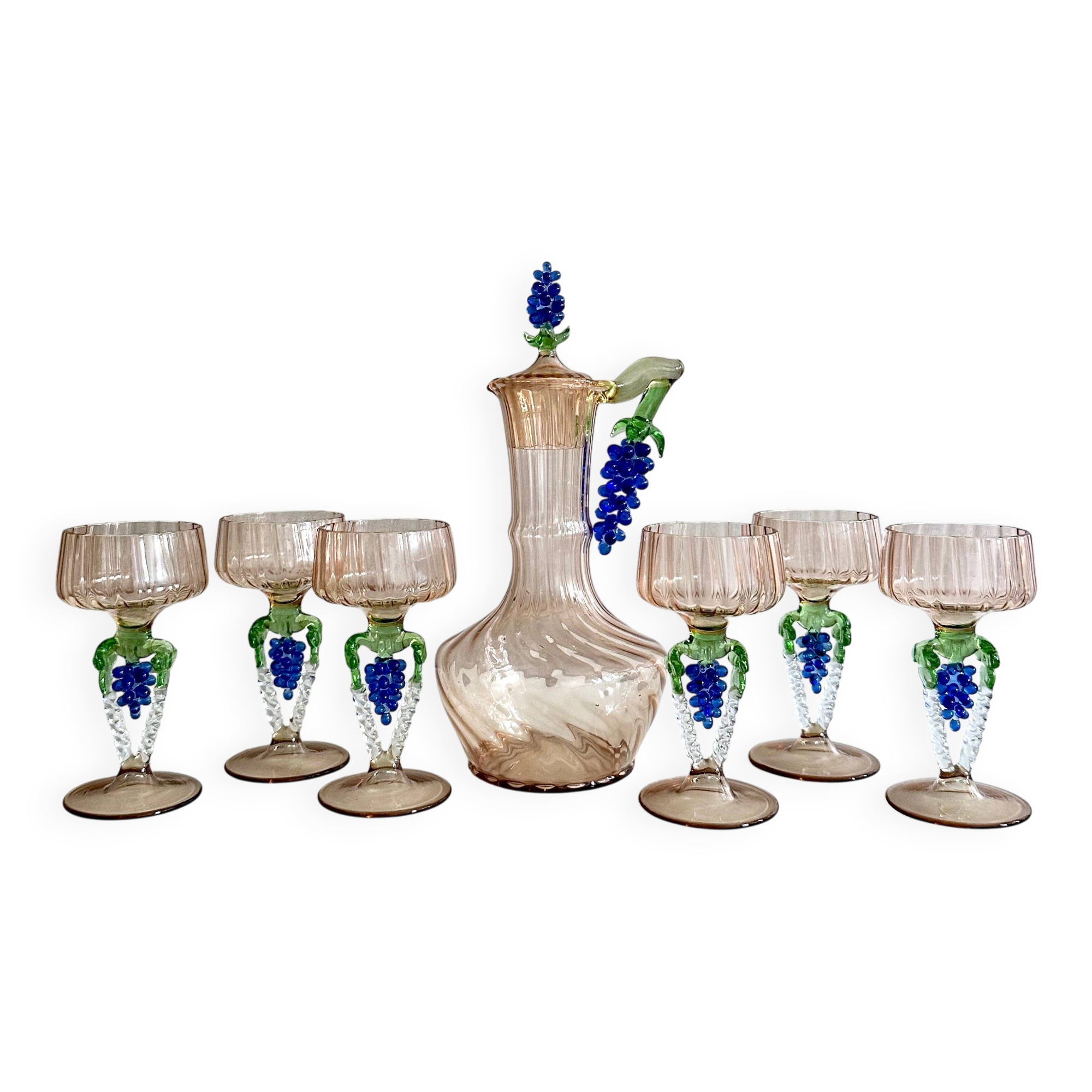 Art Deco Glass Set by Bimini – Designed by Fritz Lampl, 1920s
