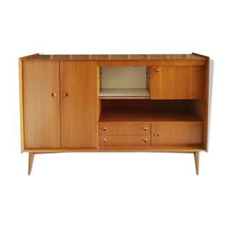 High wooden sideboard from the 50s, Scandinavian style