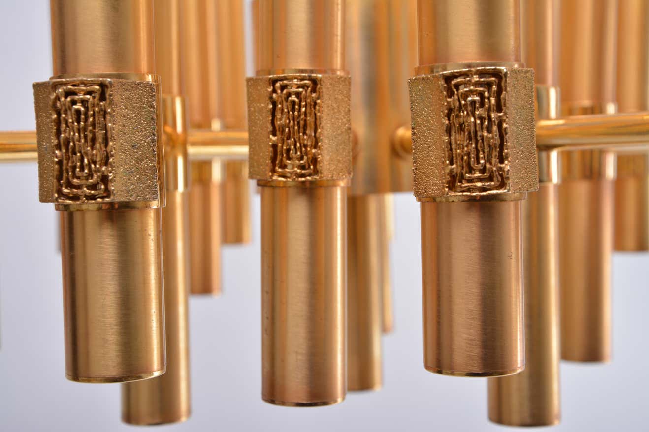 Golden chandelier by Angelo Brotto for Esperia Italia