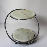 Space Age green onyx and chrome table