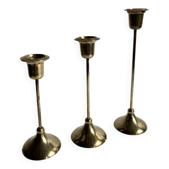 Trio de bougeoirs laiton