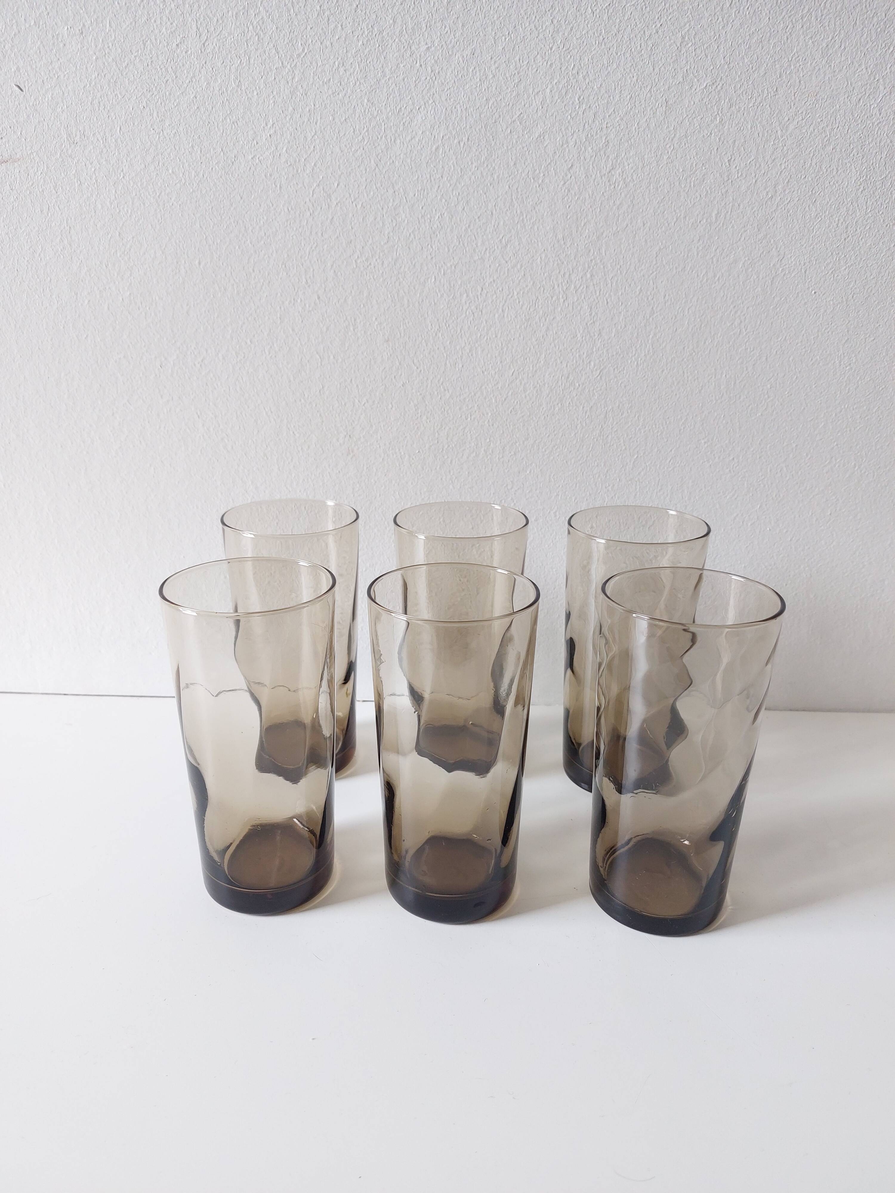 Set of 6 vintage grey water glasses