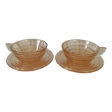 Iridescent cups and saucers