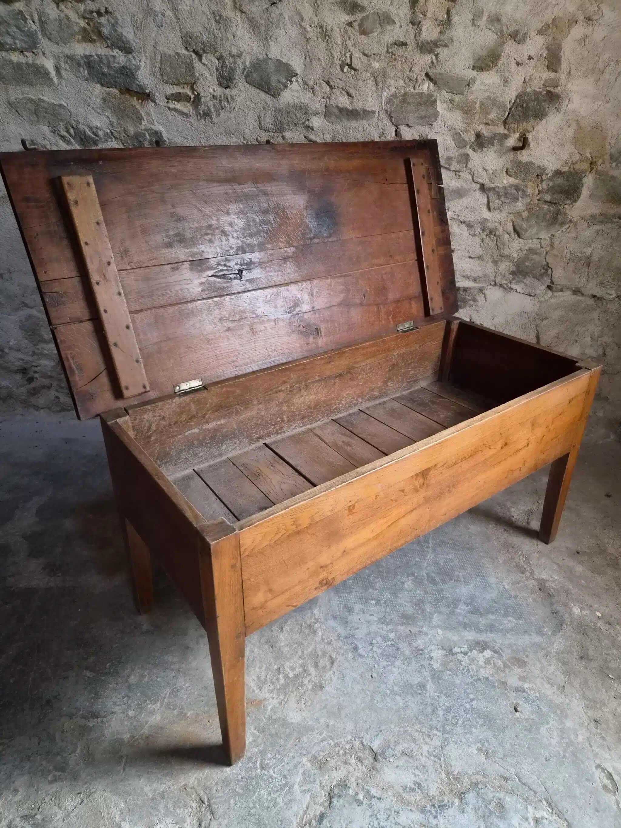 Antique oak flour chest from France, 19th century.