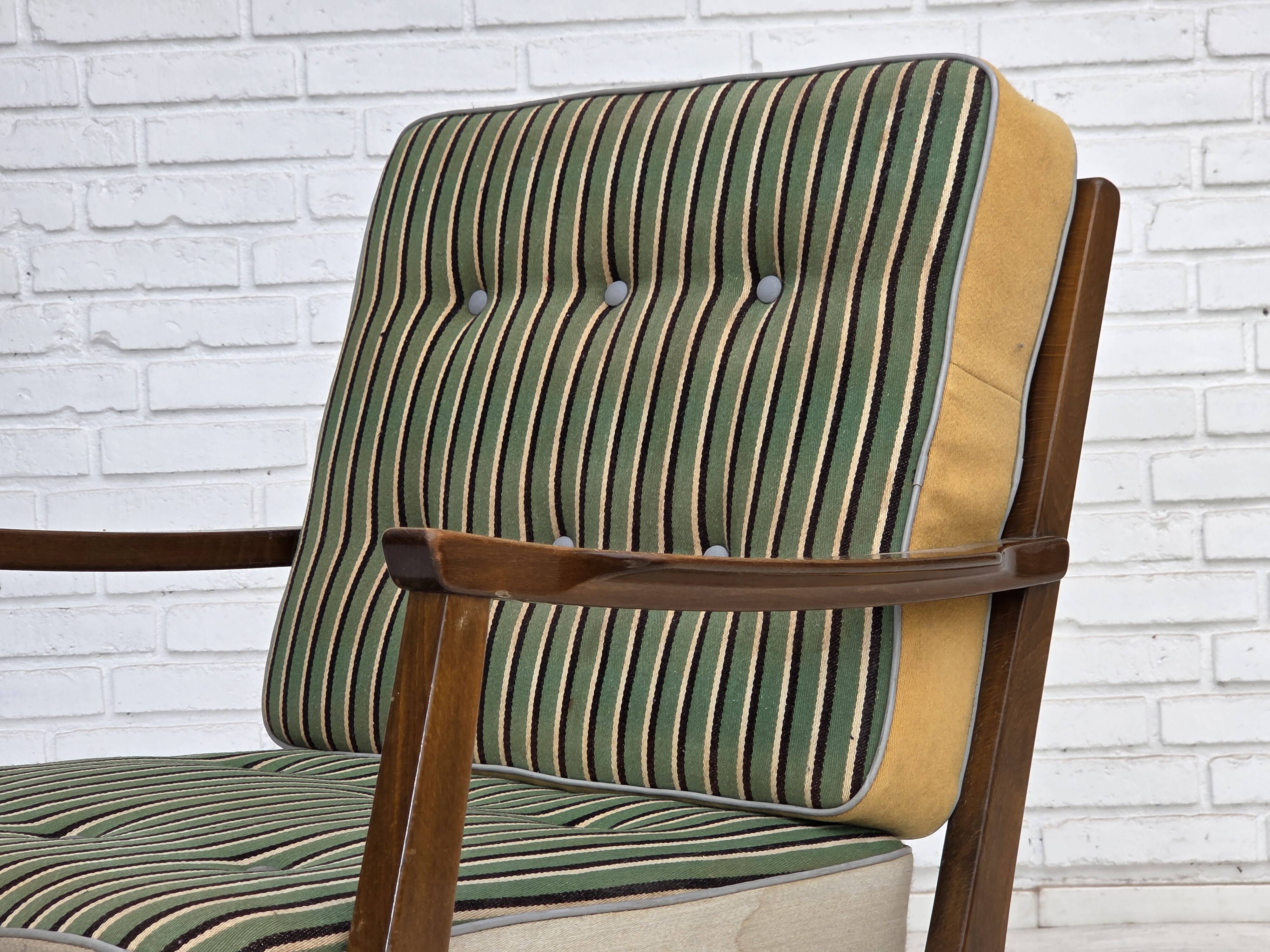 1960s, Danish armchair, furniture wool, beech wood.