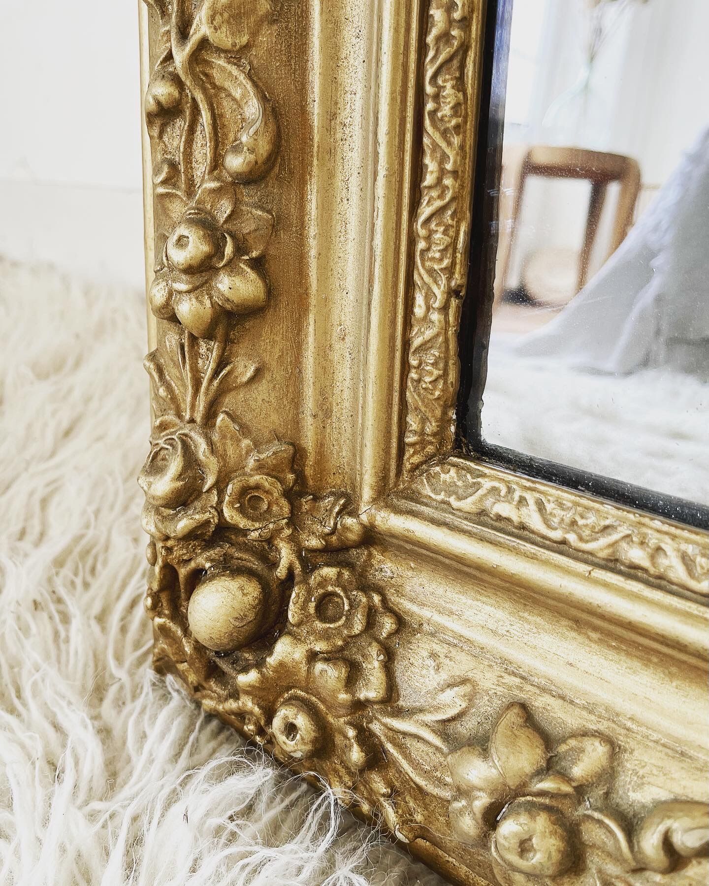 Antique gilded wooden mirror