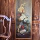 Large antique painting – Oil on canvas signed with chrysanthemums – Period 1900 – Decorative softness